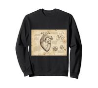 Dibujo anatómico del corazón Da Vinci Vintage Ciencia Médica Sudadera