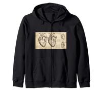 Dibujo anatómico del corazón Da Vinci Vintage Ciencia Médica Sudadera con Capucha