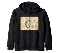 Dibujo anatómico del corazón Da Vinci Vintage Ciencia Médica Sudadera con Capucha