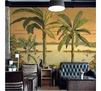 Dibujo Animado Retro Árbol De Plátano Fresco Pavo Real Junto Al Lago Papel Pintado 3D Seda Texturizada Primera Calidad Neutros Material Ideal Para SalóN Dormitorio-430cm×300cm