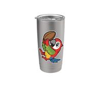 Dibujo animado Rugby Parrot Catch Vaso térmico de acero inoxidable de doble pared