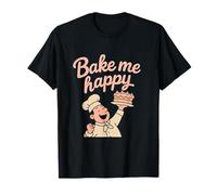 Dibujo Bake Me Happy con Dibujos Animados de Baker Celebration, Color Rosa Pastel Camiseta