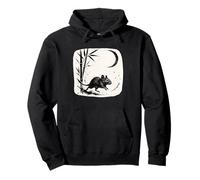 Dibujo con tinta Sumi e Degu Bamboo Moon Night Sudadera con Capucha