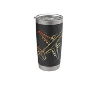 Dibujo de avión de época Aviones de hélice Vaso térmico de acero inoxidable de doble pared