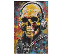 Dibujo de calavera de graffiti para niños 1000 unidades, rompecabezas de madera, kit de bricolaje, relajación, juegos para adolescentes y adultos, regalos 78 x 53 cm