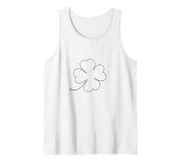 Dibujo de Contorno Simple trébol de Cuatro Hojas Camiseta sin Mangas