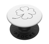 Dibujo de Contorno Simple trébol de Cuatro Hojas PopSockets PopGrip Adhesivo
