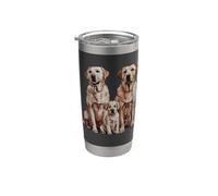 Dibujo de dibujo de familia de cachorros labrador retriever. Vaso térmico de acero inoxidable de doble pared