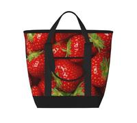 Dibujo de fresa,Bolsas de almuerzo de gran capacidad, bolsa de mano térmica para mujeres, hombres, trabajo, picnic, viajes.