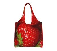 Dibujo de fresa,Bolsas de mano reutilizables, bolsas de supermercado, bolso de hombro de lona de gran capacidad