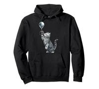 Dibujo de Gato Americano de Pelo Corto sosteniendo Motivo Globo Sudadera con Capucha