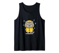 Dibujo de Gato Kawaii lluvioso. Linda Obra de Arte de Animales. Camiseta sin Mangas