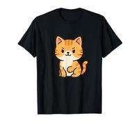 Dibujo de Gato Kawaii Valiente. Linda Obra de Arte de Animales. Camiseta