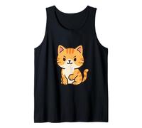 Dibujo de Gato Kawaii Valiente. Linda Obra de Arte de Animales. Camiseta sin Mangas