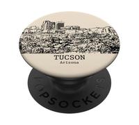 Dibujo de Horizonte Vintage de Tucson Arizona PopSockets PopGrip Adhesivo