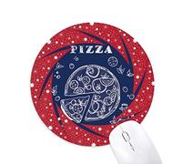 Dibujo de Linea Pizza Italia Foods Wheel Mouse Pad de Goma roja Redonda