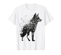 Dibujo de lobo árbol decaimiento animal impresión arte lobo Camiseta