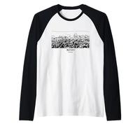 Dibujo de Paisaje Urbano de Reno Nevada Camiseta Manga Raglan