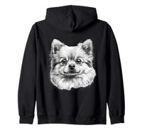Dibujo de Perro de Pomerania, Bonito pompón Sudadera con Capucha