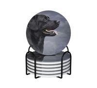 Dibujo de Perro Labrador,Posavasos Redondos de cerámica, Almohadilla para Tazas, Juego de 6 Posavasos para Bebidas