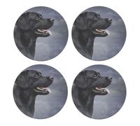 Dibujo de Perro Labrador,Posavasos Redondos de Corcho MDF, Almohadilla para Tazas, Juego de 4 Posavasos para Bebidas