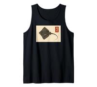 Dibujo de Tinta de Vida Marina clásica Japonesa Ray Art Camiseta sin Mangas