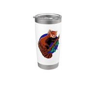 Dibujo de un oso panda en el árbol - Panda rojo Vaso térmico de acero inoxidable de doble pared