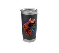 Dibujo de un oso panda en el árbol - Panda rojo Vaso térmico de acero inoxidable de doble pared