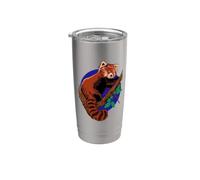 Dibujo de un oso panda en el árbol - Panda rojo Vaso térmico de acero inoxidable de doble pared