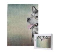 Dibujo de un Retrato de un Perro Malamute de Alaska,Rompecabezas de Madera de 500 Piezas para Adultos y Adolescentes.