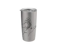 Dibujo de una línea: manos que cuentan historias Vaso térmico de acero inoxidable de doble pared