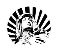 Dibujo de una persona maria con una capucha encima. Calcomanías de pared de papel adhesivo 67.2x74.7cm Pintura mural artística Negro