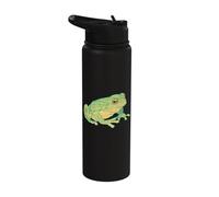 Dibujo de una rana arbórea verde, imagen dulce y realista. Stainless Steel Insulated Water Bottle