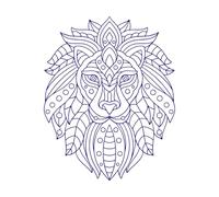 dibujo del contorno de un mandala animal Calcomanías de grabado 40x50cm No se cae Azul oscuro