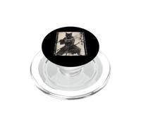 Dibujo en Tinta Samurai Cat Warrior Ukiyo Cat Samurai PopSockets PopGrip para MagSafe