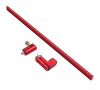 Dibujo giratorio de 360 grados para brújula, regla ajustable de aleación de aluminio con aguja de latón, herramienta de escritura métrica para carpintería y metalurgia, color rojo (métrico 300)