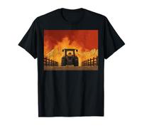 Dibujo gráfico minimalista de un tractor en el campo Camiseta
