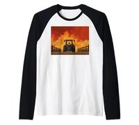 Dibujo gráfico minimalista de un tractor en el campo Camiseta Manga Raglan