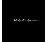 Dibujo lineal continuo de palabra pero primer café una línea marco minimalista del concepto de café Calcomanías de pared de PVC 18x173.1cm Fácil instalación Blanco