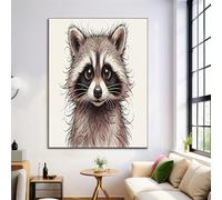 Dibujo Lineal De Un Mapache Dibujado A Mano Imágenes De Lienzo Lindo Animal Arte De Pared Beige Sin Marco Cuadros Impresiones Arte De Pared Moderno Oficina Casa Sala De Estar Decoraciones 70X100Cm