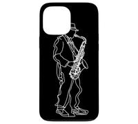 Dibujo para niños de una línea del chico del saxofón Carcasa para iPhone 13 Pro Max