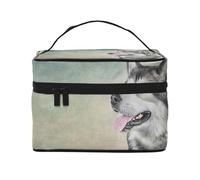 Dibujo Perro Malamute De Alaska Retrato, Bolsa de Maquillaje Bolsa de cosméticos Bolsa de artículos de tocador de Viaje portátil Estuche para lápices Bolsa de artículos de tocador