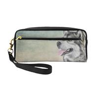 Dibujo Perro Malamute De Alaska Retrato, Bolsa de Maquillaje Bolsa de cosméticos Bolsa de Aseo de Viaje portátil Estuche de Cuero para Mujeres y niñas