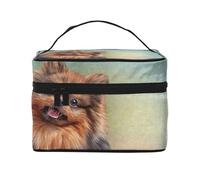 Dibujo Perro Pomerania Alemana Retrato, Bolsa de Maquillaje Bolsa de cosméticos Bolsa de Aseo de Viaje portátil Estuche para lápices