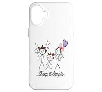 Dibujo Stickman Minimalista con Inspiring Keep It Simple Carcasa para iPhone 16 Plus
