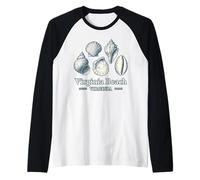 Dibujo vintage de conchas marinas, conchas de Virginia Beach Camiseta Manga Raglan
