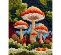 Dibujos Animados Alfombra Anudada Para Hacer Setas Del Bosque Kits De Ganchillo Para Alfombras Grandes Para Adultos Y Principiantes，Kit De Crochet Diy Tapices，Bordado Para Cojines De So 23x16in