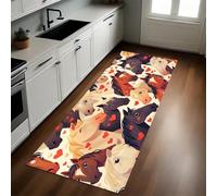 Dibujos Animados Alfombra de Cocina 60 x 180 cm Amor Animal Caballo Antideslizante y Lavable, Camino Multiusos Resistente al Desgaste, Antimanchas, Ideal para Bajo Fregadero y Fogones