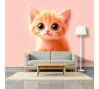 Dibujos Animados Animales Gatitos Papel pintado fotográfico tejido no tejido 200 x 140 cm murales decorativos modernos para pared Rosa, póster de pared para habitación infantil y salón
