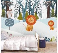 Dibujos Animados Bosque Animales Búho León 3D Papel Pintado Pared Fácil Instalación Oficina Sala Estar Sofá Dormitorio TV Fondos Decoración-350cm×256cm